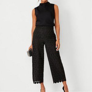 NWT Ann Taylor Black Lace Wide Leg Crop Pant